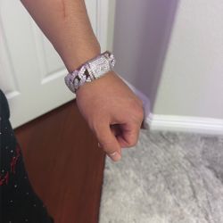 White Gold Cuban Iced Out Bracelet 