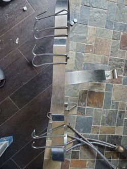 Brushed nickel pot rack