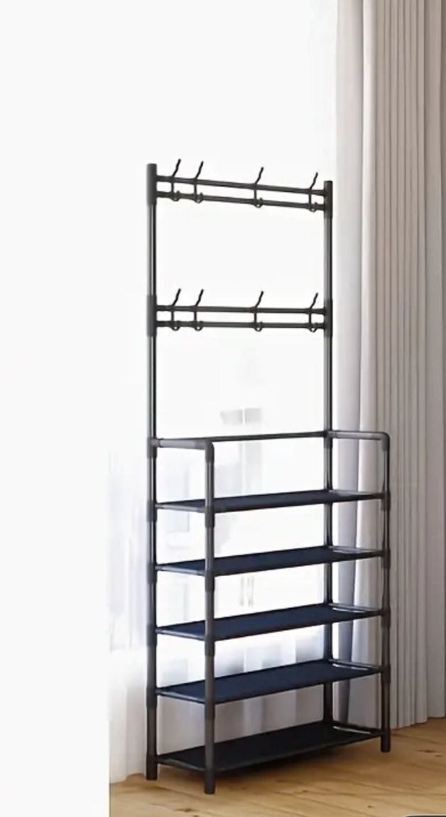 New Five Tier Shoe Rack With 8 Hooks