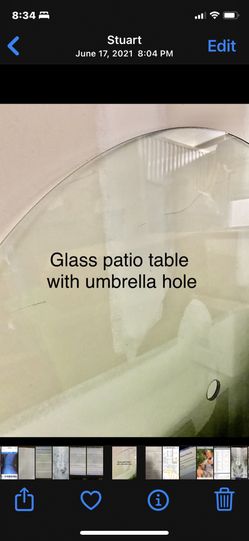 ROUND GLASS Patio Table With Umbrella Hole, 42”