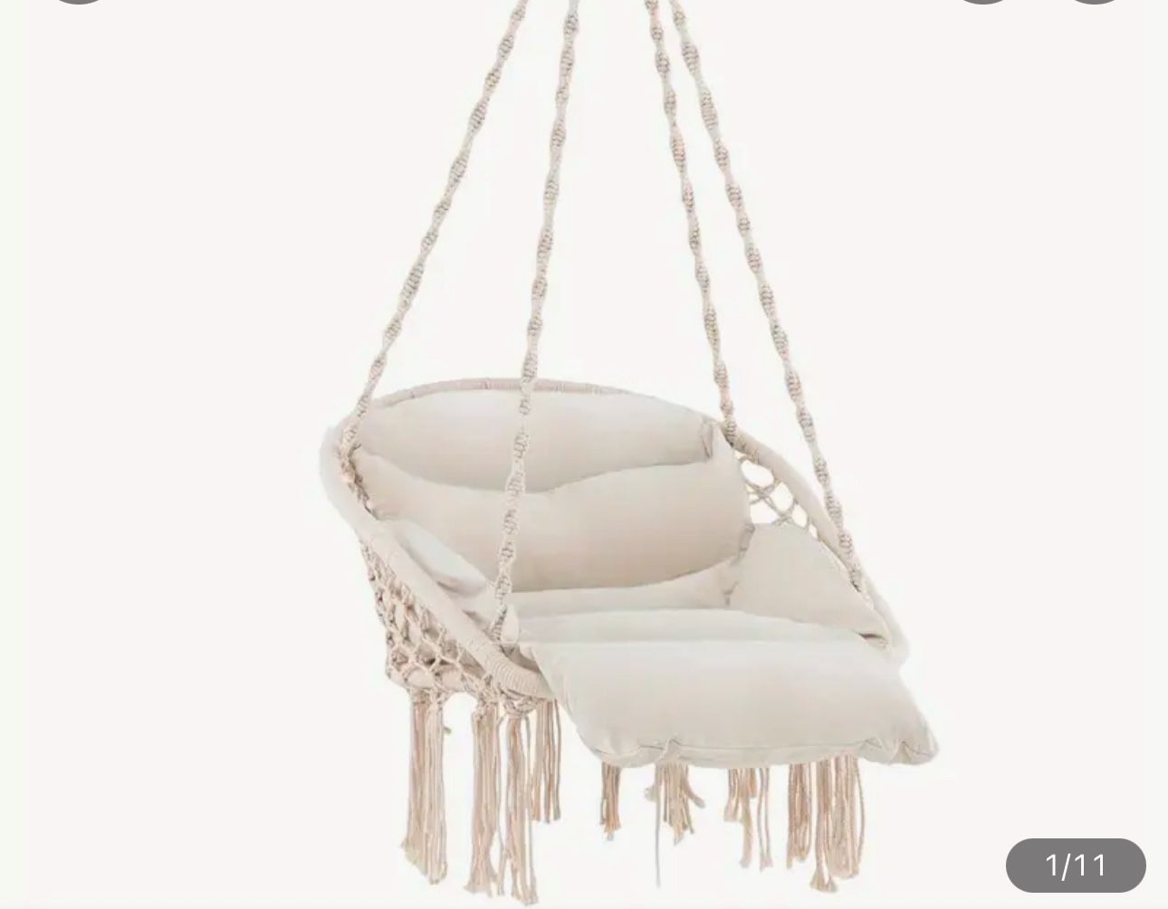 Hammock Chair (swinging) Beige With Cushion BRAND NEW!