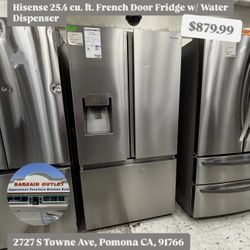 Hisense HRF254N6DSE – 25.4 cu. ft. French Door Fridge w/ Water Dispenser! Open Box w/ 90-Day Warranty