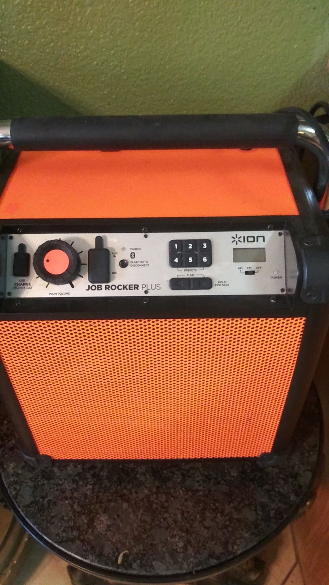 Icon Bluetooth speaker rechargeable 2 Outlet hookups in the back