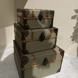 Decorative Vintage-Style Storage Trunk Set (3 Pieces)