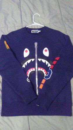 Bape navy shark crewneck size m