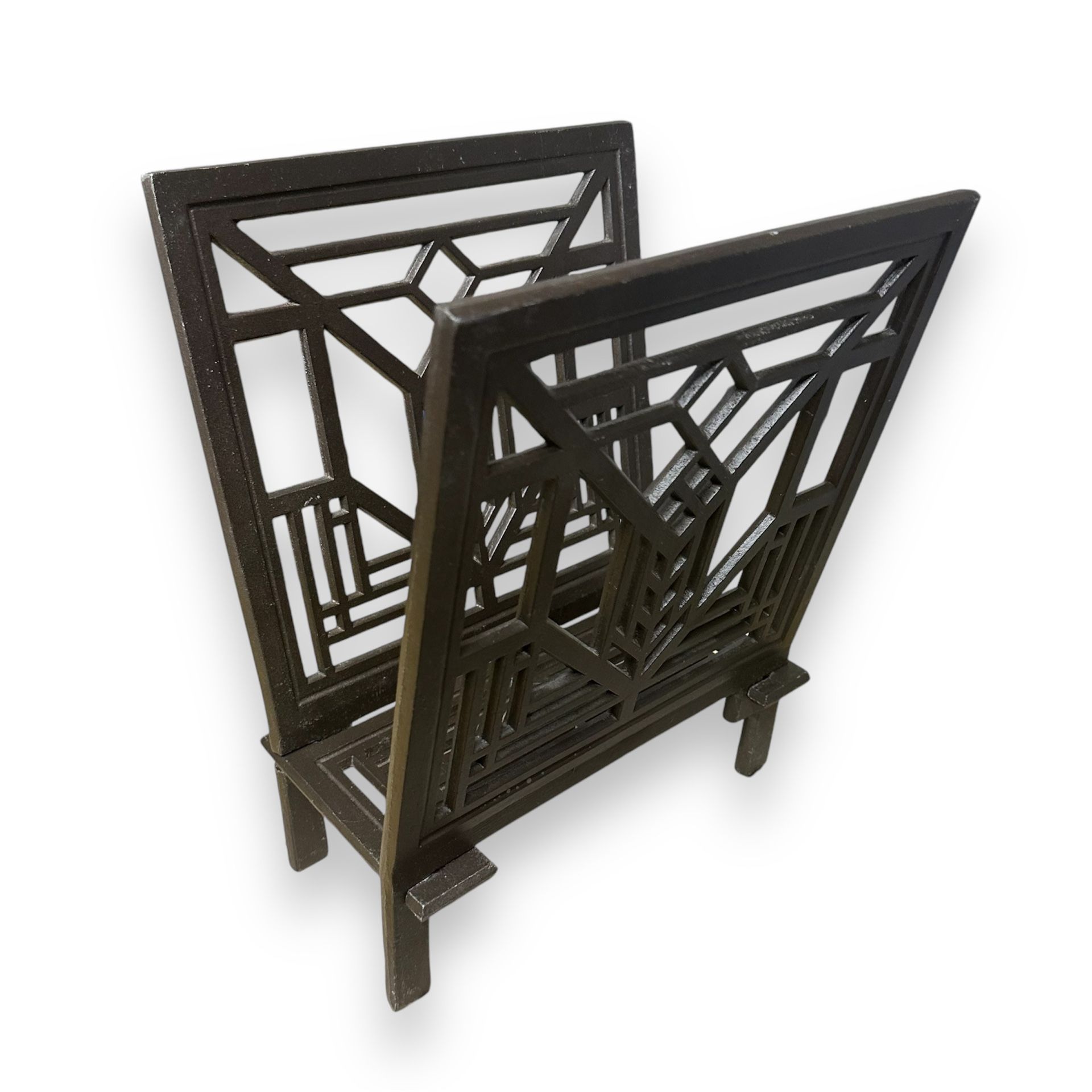 Vintage Frank Lloyd Wright "Geneva" Cast Metal Magazine Rack