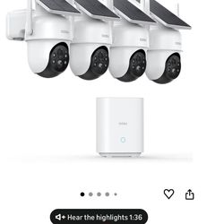 Security Cameras Outdoor Wireless, 4 Cam-Kit, No Subscription Required, Solar-Powered, Home Security Cameras System with 360° Pan & Tilt, Auto Trackin