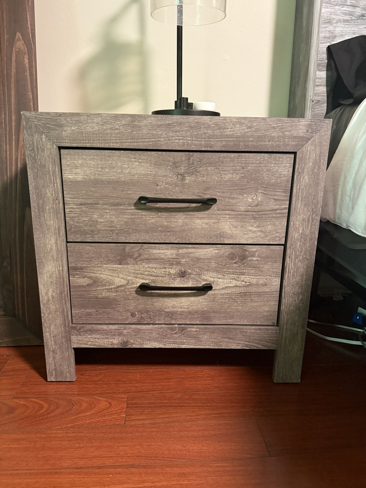 Set of 2 Modern Gray Nightstands