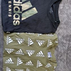 Mens Pre Owned Size Large Short Sleeve ADIDAS Tshirts. 2 Shirts 1 price. GREEN SHIRT IS ACTUALLY NEW. 