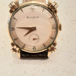 Mens Bulova Watch...10k Gold...runs