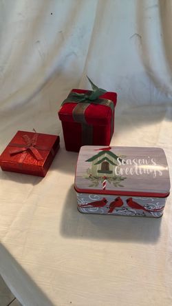 Christmas Holiday Gift Boxes and Tin Set