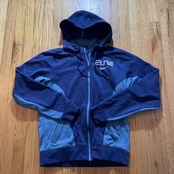 Nike Men M Hoodie Sweater Hyper Elite Full zip Sweatshirt Therma Fit Hooded Blue