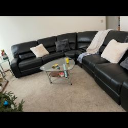 Black Leather Sectional