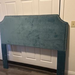 Teal Velvet Hammered Queen Headboard
