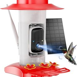 Hummingbird Feeder with Camera Outdoor, SV3C Hanging Bird Feeder with Ant Moat & Bee-Proof, HD 2K Solar Powered, AI Bird Identify, Instant App Alerts,