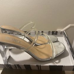 Clear And Silver Heels