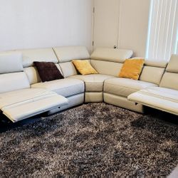 Cream Leather Couch