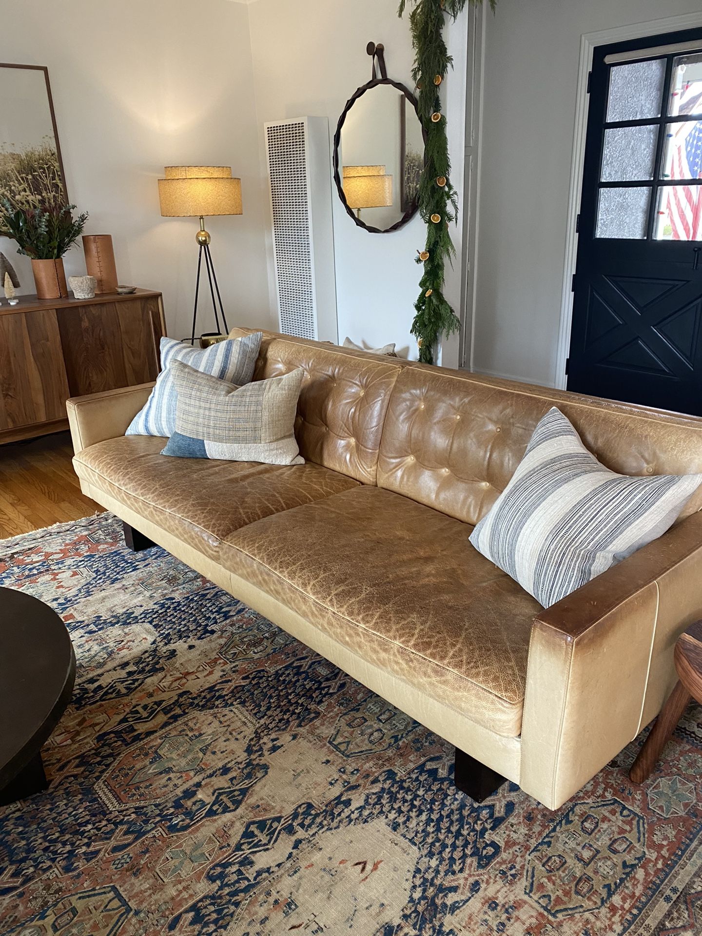 Room And Board Leather Camel Sofa Couch