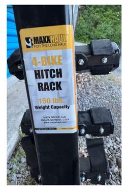 MaxxHaul Hitch Mount 4 Bike Rack, 150 lb Capacity, Heavy‑Duty Swing Down Design Fits Cars Trucks SUVs and Minivans with Safety Reflector, Easy Install