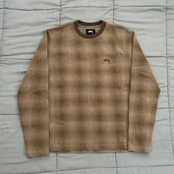 Stüssy Plaid LS Crew Brown Medium