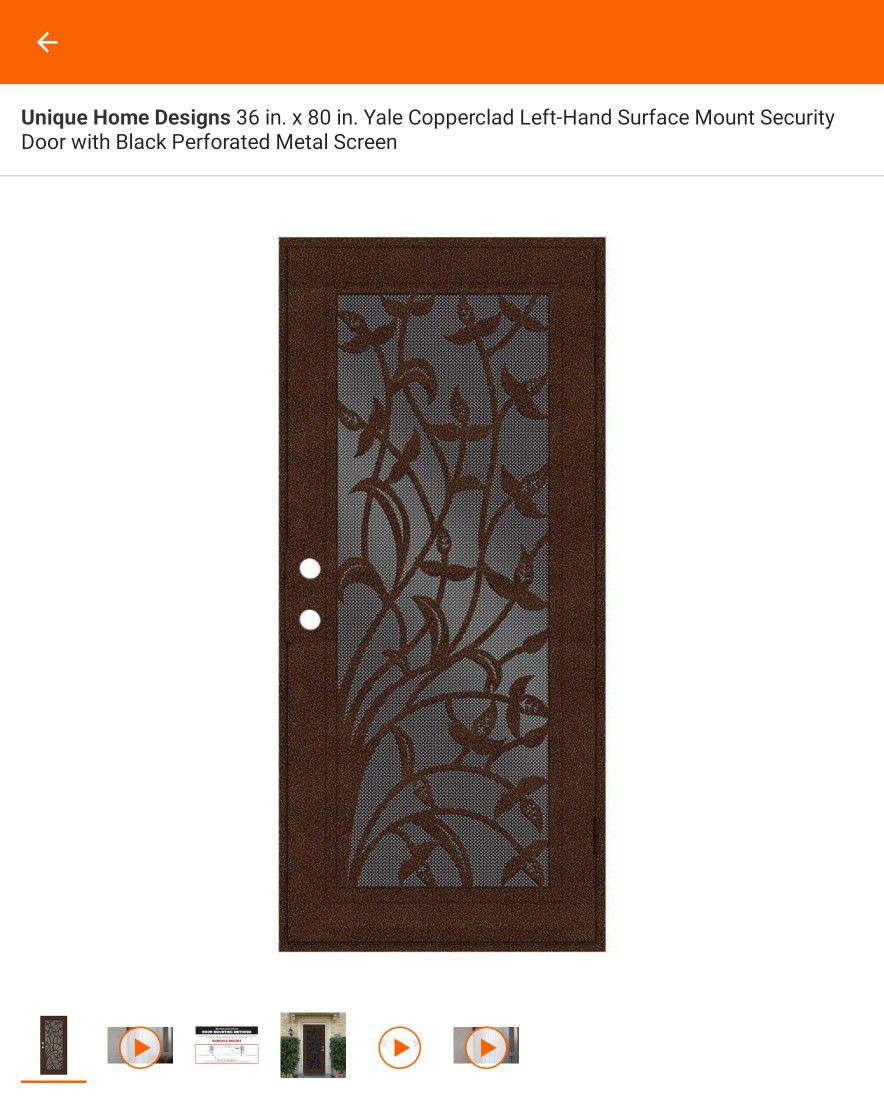 Unique Home Design 36 in. x 80 in. Left-Hand Security Door 