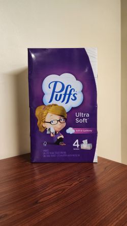 Puffs Ultra Soft Facial Tissues, 4 Family Size Boxes (124 Tissues per Box)