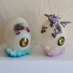 Set of 2 Iridescent Dragon Babies Mystical Figurines