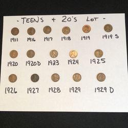 Wheat Pennies Teens and  20’s lot