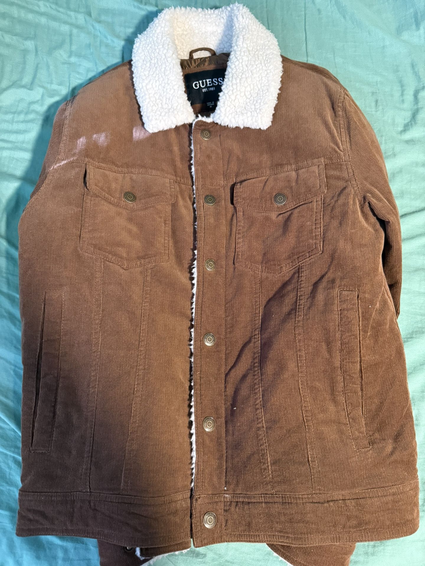 Guess Sherpa Jacket Brown Medium