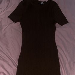 Brown Mini Dress Ribbed 