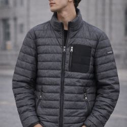 Calvin Klein Gray Puffer Jacket Men’s M Lightweight Packable