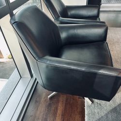 Paulina Leather Swivel Armchairs