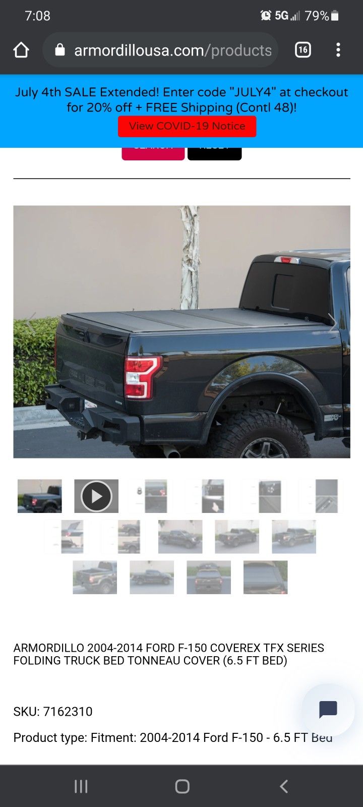 ARMORDILLO 2004-2014 FORD F-150 COVEREX TFX SERIES FOLDING TRUCK BED TONNEAU COVER (6.5 FT BED)