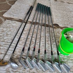 Golf Clubs, Youth Bowling Ball, Raft, Skates