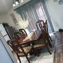 Dining Table With 6 Chairs Set Brown