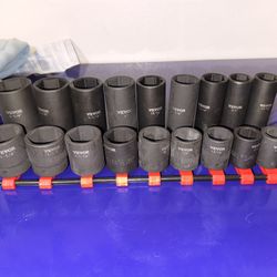 1/2 Impact Sockets With Rail Storage 