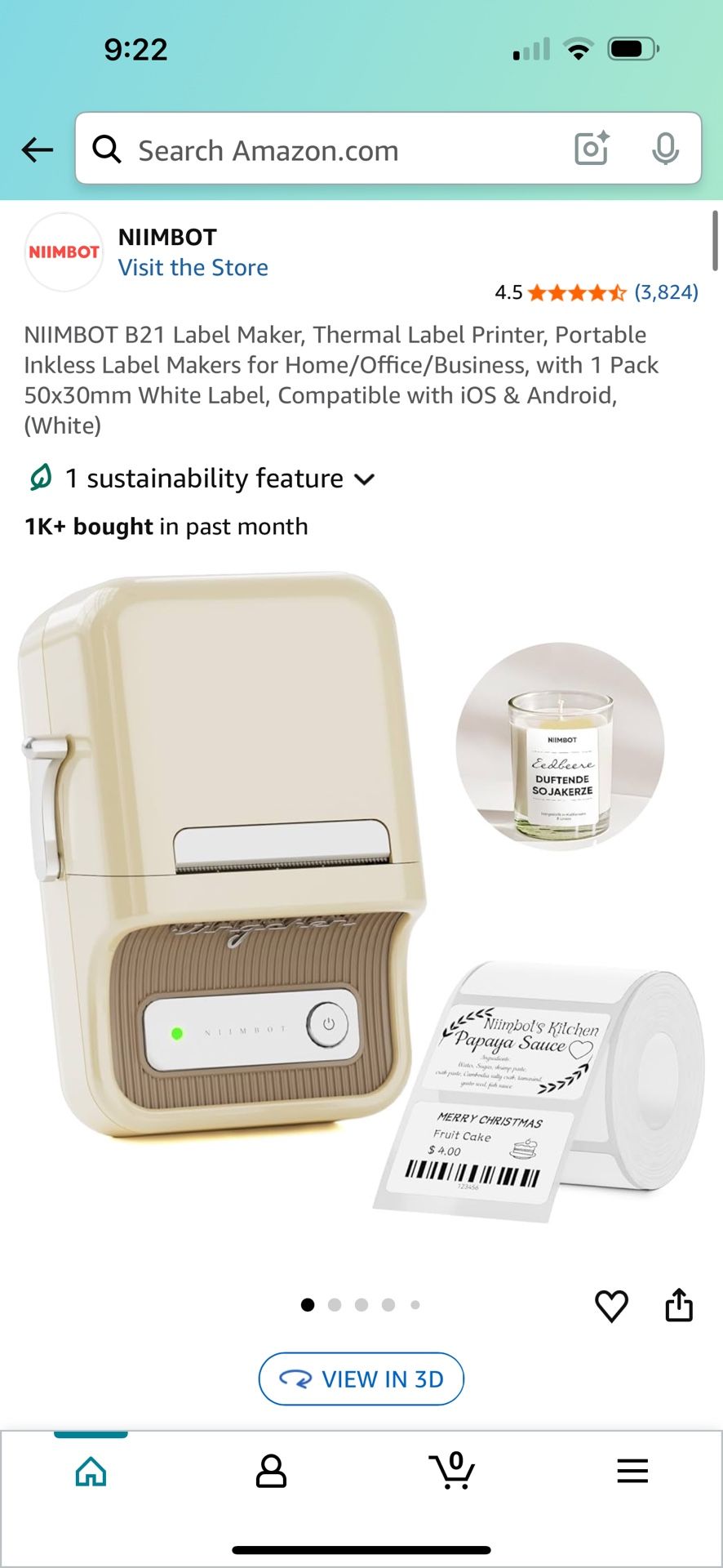 NIMBOT B21 Label Maker, Thermal Label Printer, Portable Inkless Label Makers for Home/Office/Business, with 1 Pack 50x30mm White Label, Compatible wit