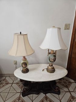 2 beautiful vintage porcelain lamp