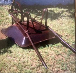 Antique ALL Metal Wheelbarrow WHEEL TURNS NO PROBLEM