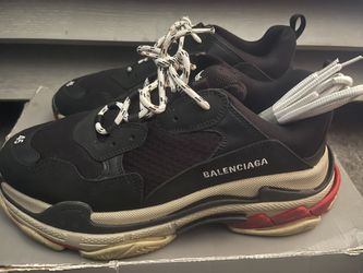 Balenciaga Men's Triple S Sneaker - Black Red - Size 