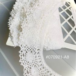 3 1/4 Yd of Gathered White Cluny Lace #070921-A8