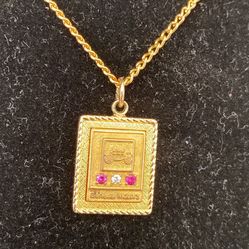 Vintage GM /12k Gold Filled Pendant With Diamond & Ruby 