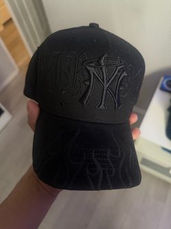 Black Embroidered Gothic Logo Baseball Cap