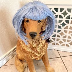 Blue Bob wig with bangs – light to medium blue color