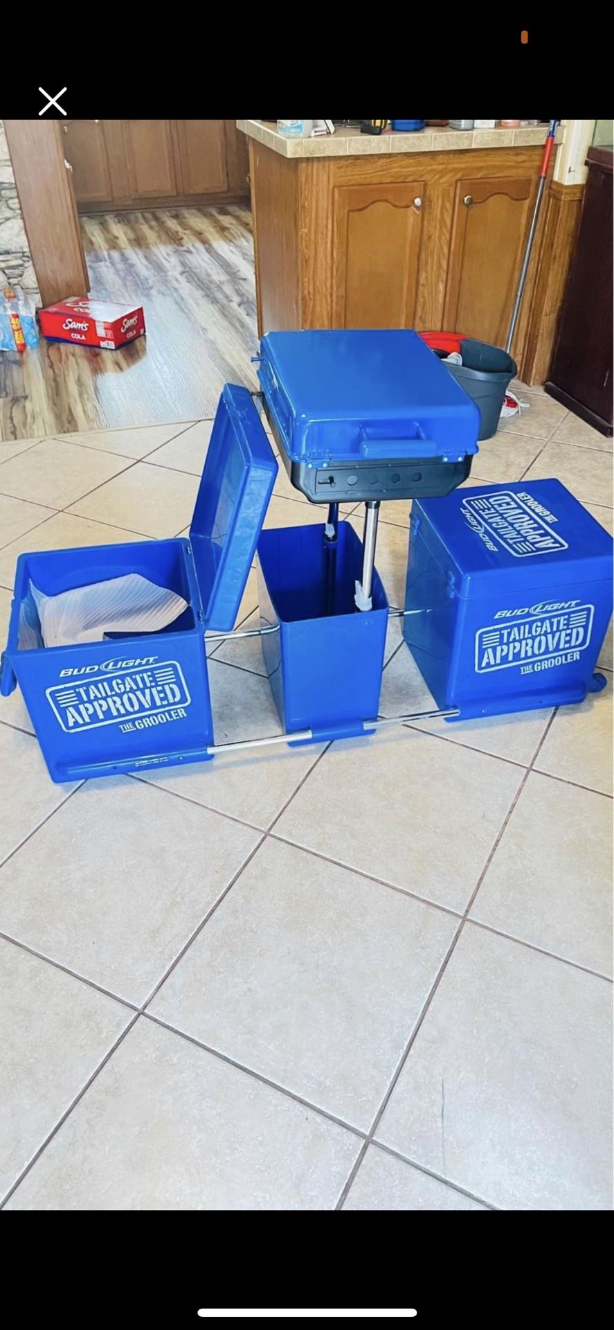 Bud Light Tailgate Grooler Grill With Ice Chests Attached for Sale in