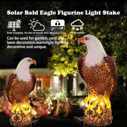 4-Pcs Eagle Figurine Garden Solar Stake Light Eagle Solar Lights Outdoor Decorative Bright Light Eagle Statue for Garden, Lawn, Patio, Yard Decoration
