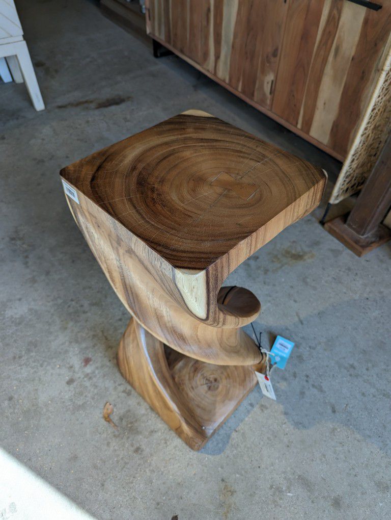 Chamcha Wood Double Twist End Table