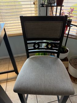 Gray Wood Dining Chair with Gray Upholstery
