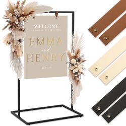 KIBAGA Elegant Wedding Welcome Sign Stand C Sturdy Welcome to Our Wedding Sign Holder for Seating Charts & Event Decor - A Beautiful Black Metal Easel