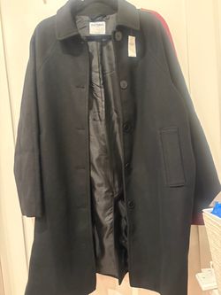 Old Navy Black Long Wool Blend Overcoat